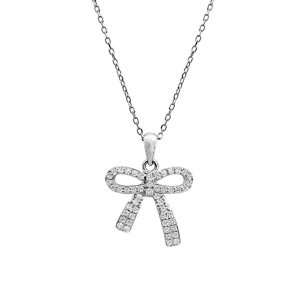 Sterling Silver & Cubic Zirconia Bow Pendant Necklace