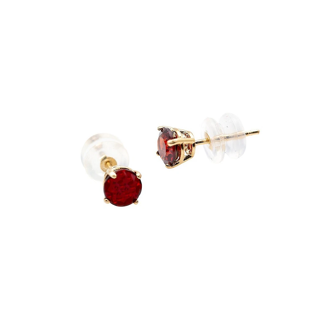 10K Yellow Gold & Garnet January Gemstone Stud Earrings