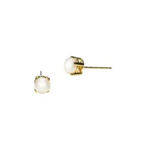 10K Yellow Gold & 5MM Round Freshwater Pearl Stud Earrings