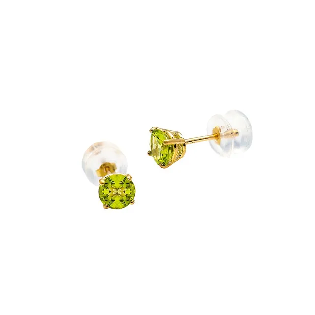 10K Yellow Gold Peridot August Birthstone Stud Earrings