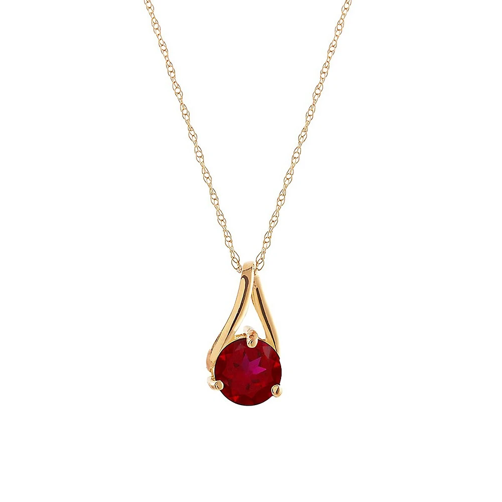 10K Yellow Gold Garnet January Birthstone Pendant Necklace