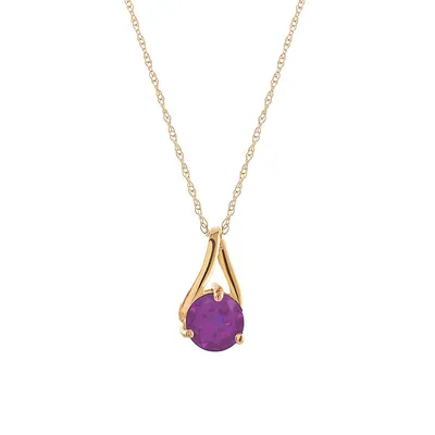 10K Yellow Gold Ruby July Birthstone Pendant Necklace