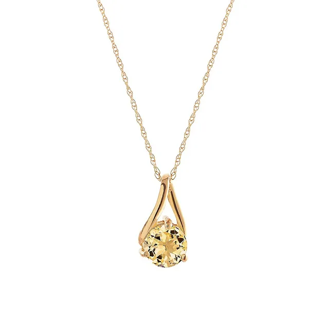 10K Yellow Gold Citrine November Birthstone Pendant Necklace