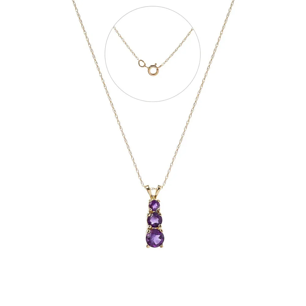 10K Yellow Gold & Amethyst Pendant Necklace