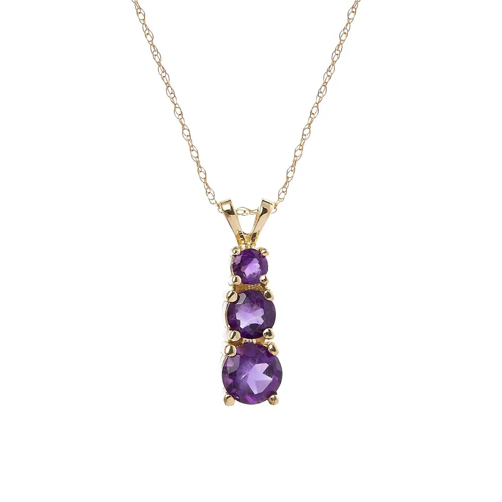 10K Yellow Gold & Amethyst Pendant Necklace
