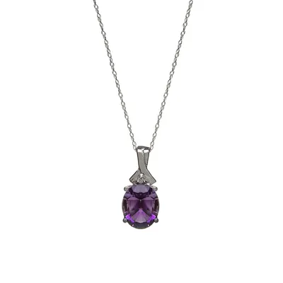 10K Yellow Gold Amethyst Pendant Necklace