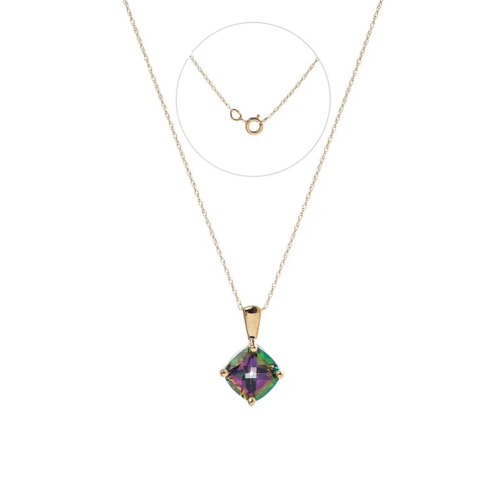 10K Yellow Gold & Mystic Topaz Pendant Necklace