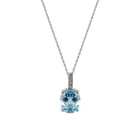 10K White Gold Blue Topaz & 0.03 CT. T.W. Diamond Pendant Necklace