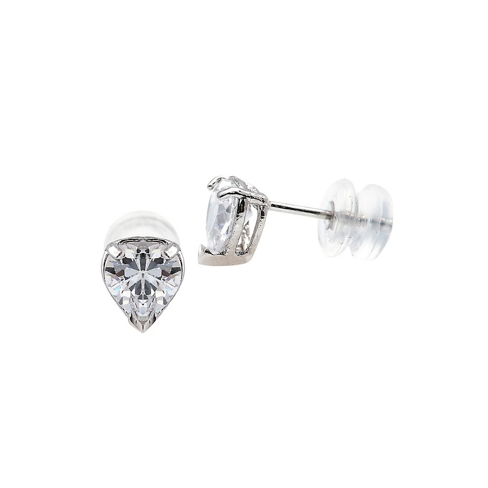 10K Yellow Gold & Cubic Zirconia Heart Stud Earrings