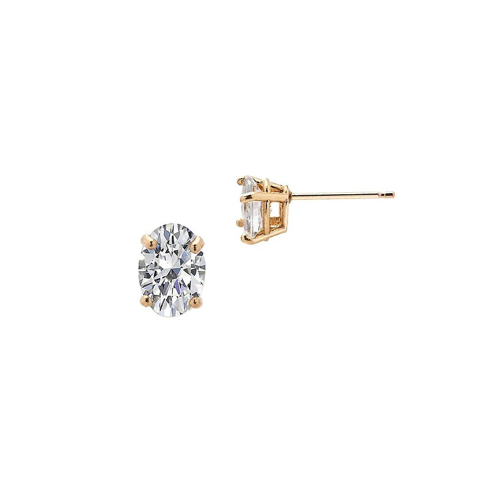 10K Yellow Gold & Cubic Zirconia Stud Earrings