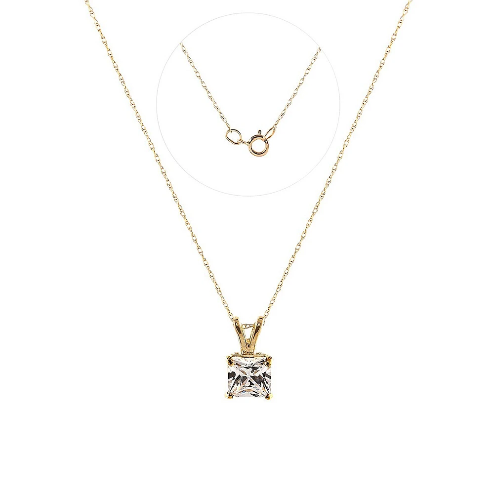 10K Gold & Cubic Zirconia Pendant Necklace