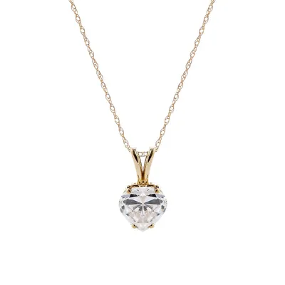10K Yellow Gold Heart Pendant Necklace