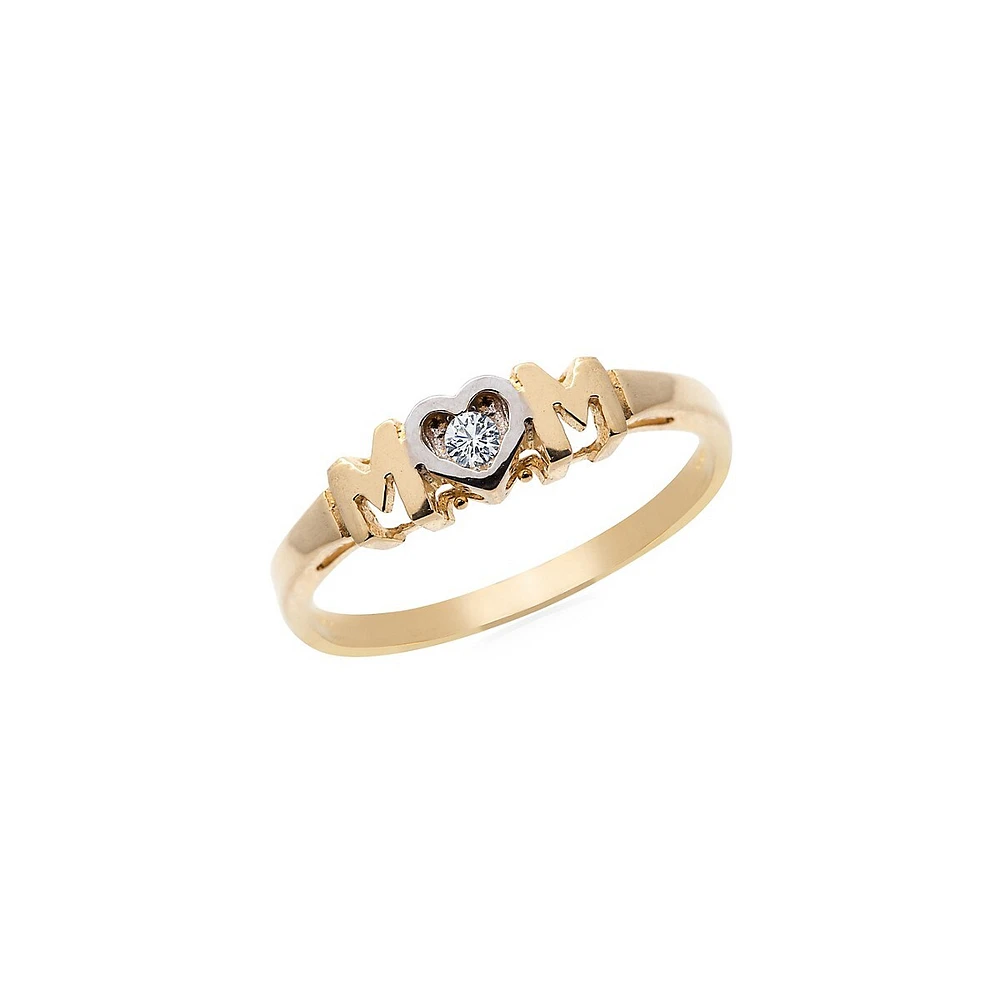 10K Yellow Gold & Cubic Zirconia Mom Ring