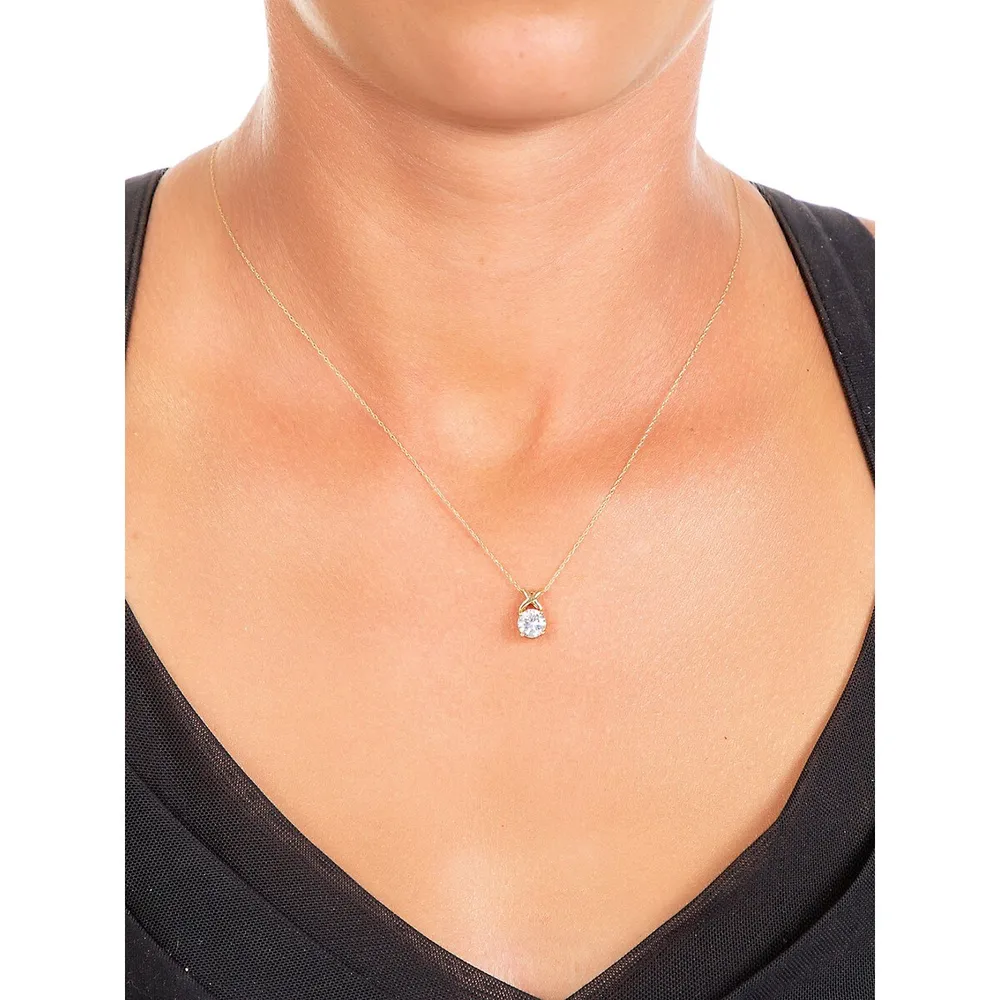 10K Yellow Gold & Cubic Zirconia Pendant Necklace