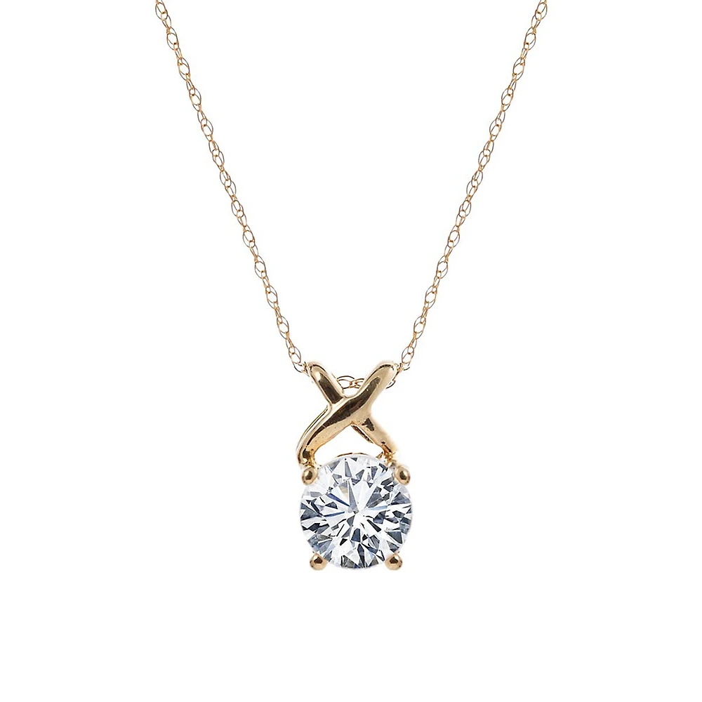 10K Yellow Gold & Cubic Zirconia Pendant Necklace