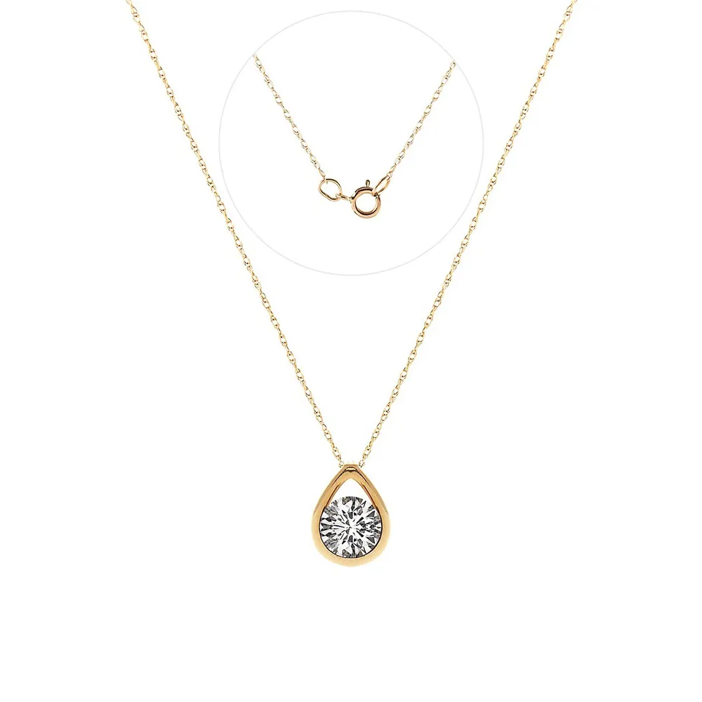 10K Yellow Gold & Cubic Zirconia Pendant Necklace