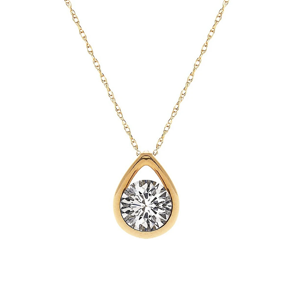 10K Yellow Gold & Cubic Zirconia Pendant Necklace