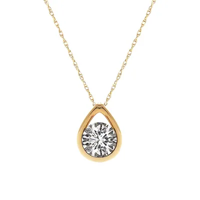 10K Yellow Gold & Cubic Zirconia Pendant Necklace