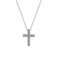 Collier Orafina en or blanc 10 ct à croix sertie de zircons