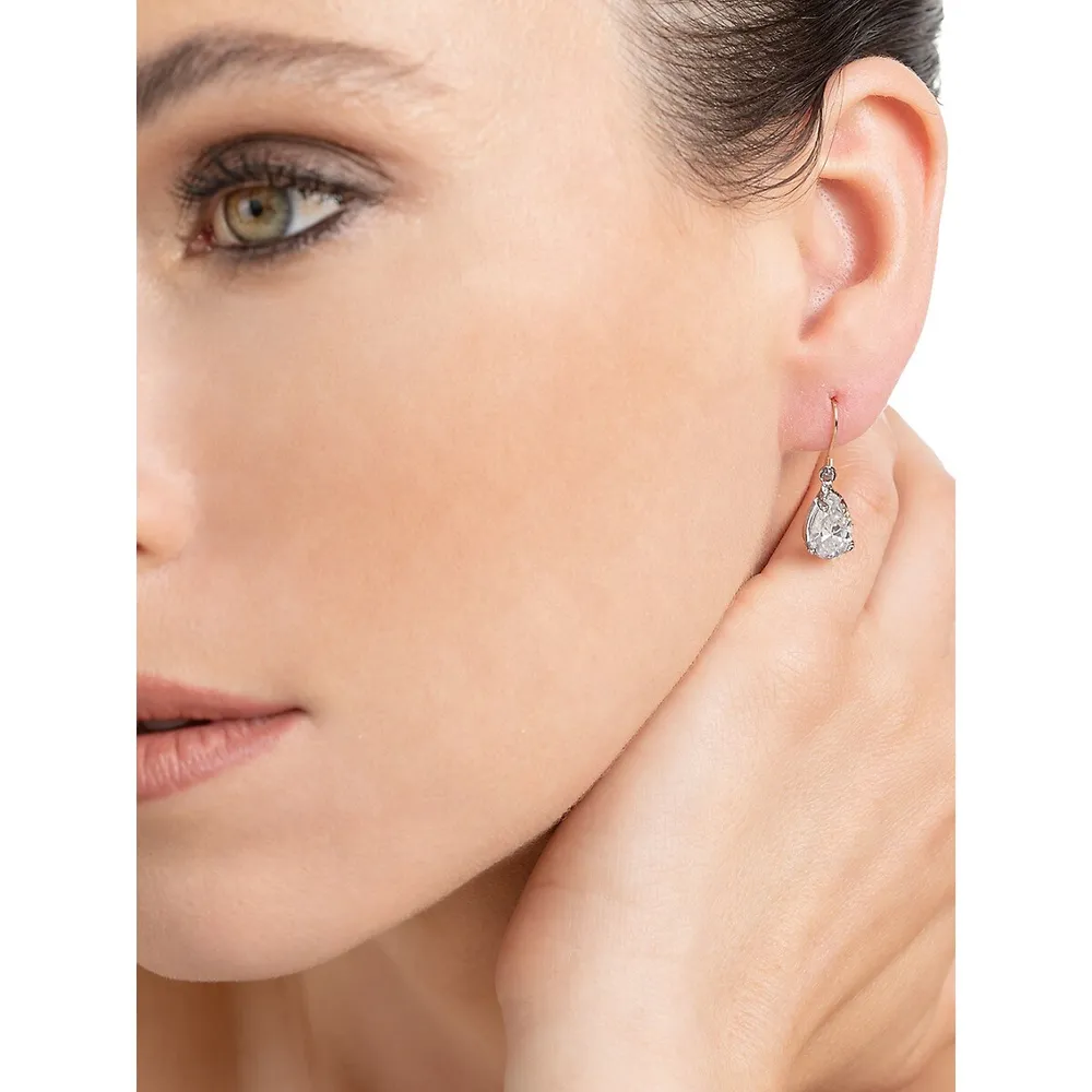 10K White Gold & Cubic Zirconia Drop Earrings
