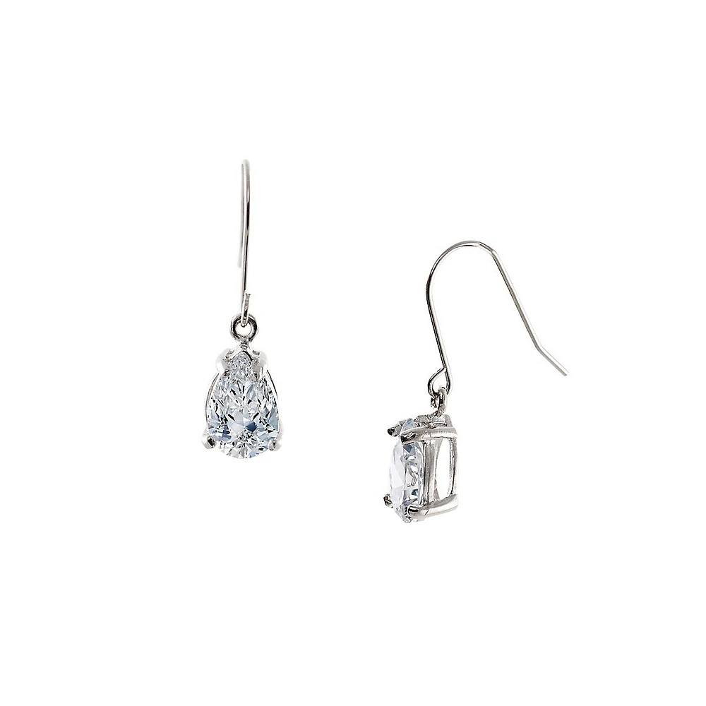 10K White Gold & Cubic Zirconia Drop Earrings