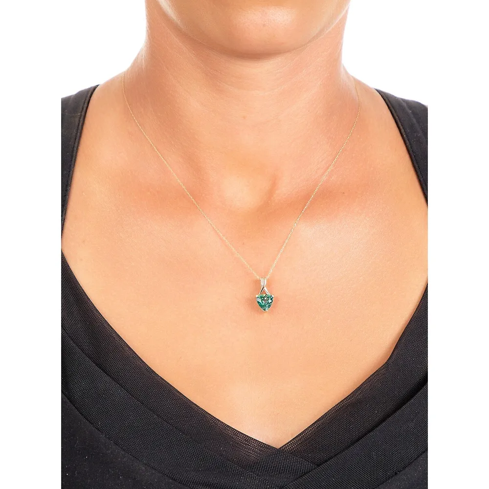 10K Yellow Gold Green Topaz Pendant Necklace