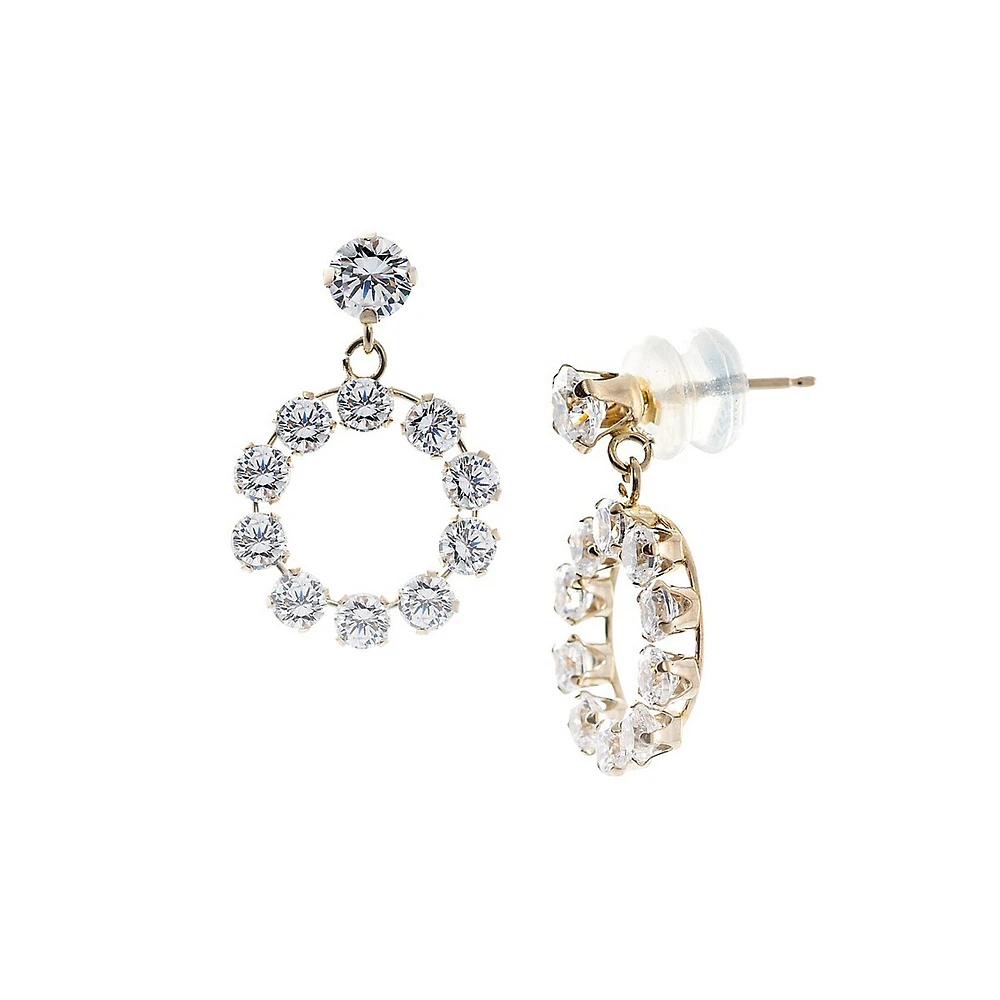 Orafina 10K Yellow Gold CZ Circle Drop Earrings