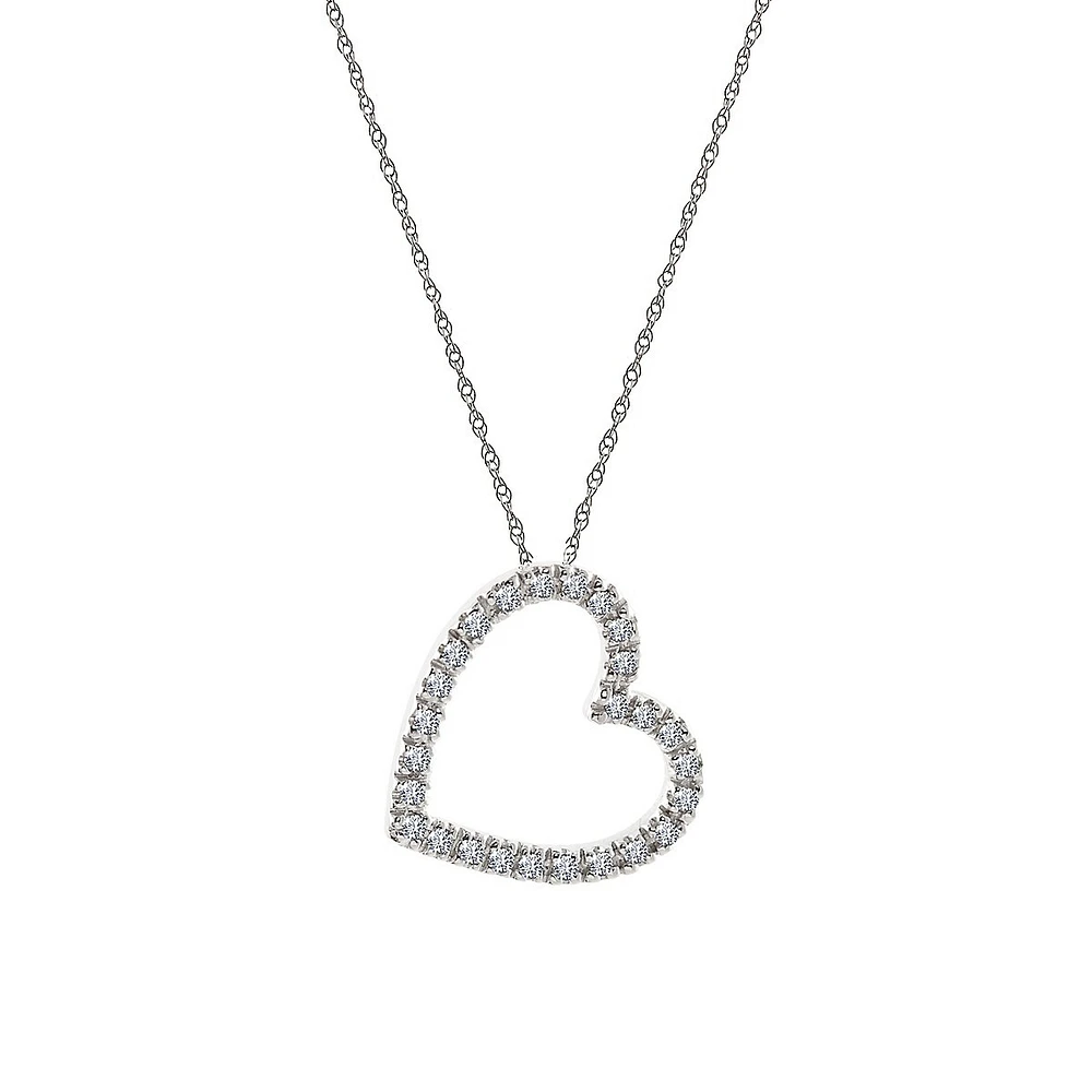 10K White Gold & Cubic Zirconia Slider Pendant Necklace