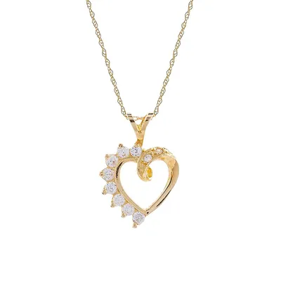 Orafina 10K Yellow Gold CZ Heart Pendant Necklace