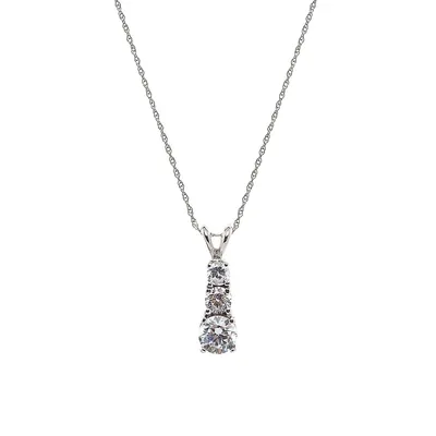 Orafina Journey 10K White Gold CZ Pendant Necklace