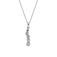 10K White Gold Cubic Zirconia Journey Curvy Pendant Necklace