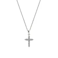 Orafina 10K White Gold CZ Cross Pendant Necklace