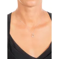 10K White Gold & Cubic Zirconia Heart Pendant Necklace