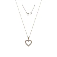 10K Yellow Gold & Cubic Zirconia Open Heart Pendant Necklace