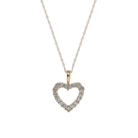 10K Yellow Gold & Cubic Zirconia Open Heart Pendant Necklace