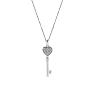 10K White Gold Key Pendant Necklace