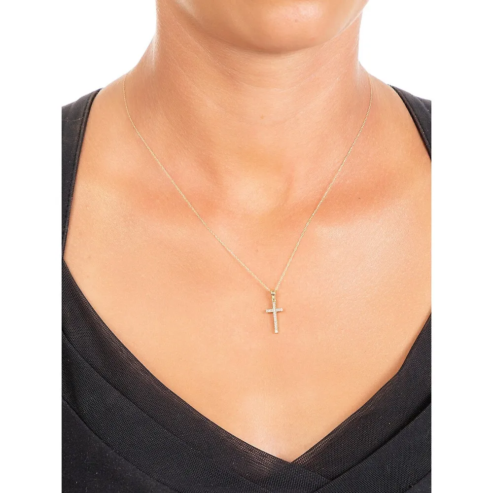 10K Yellow Gold Cross Pendant Necklace