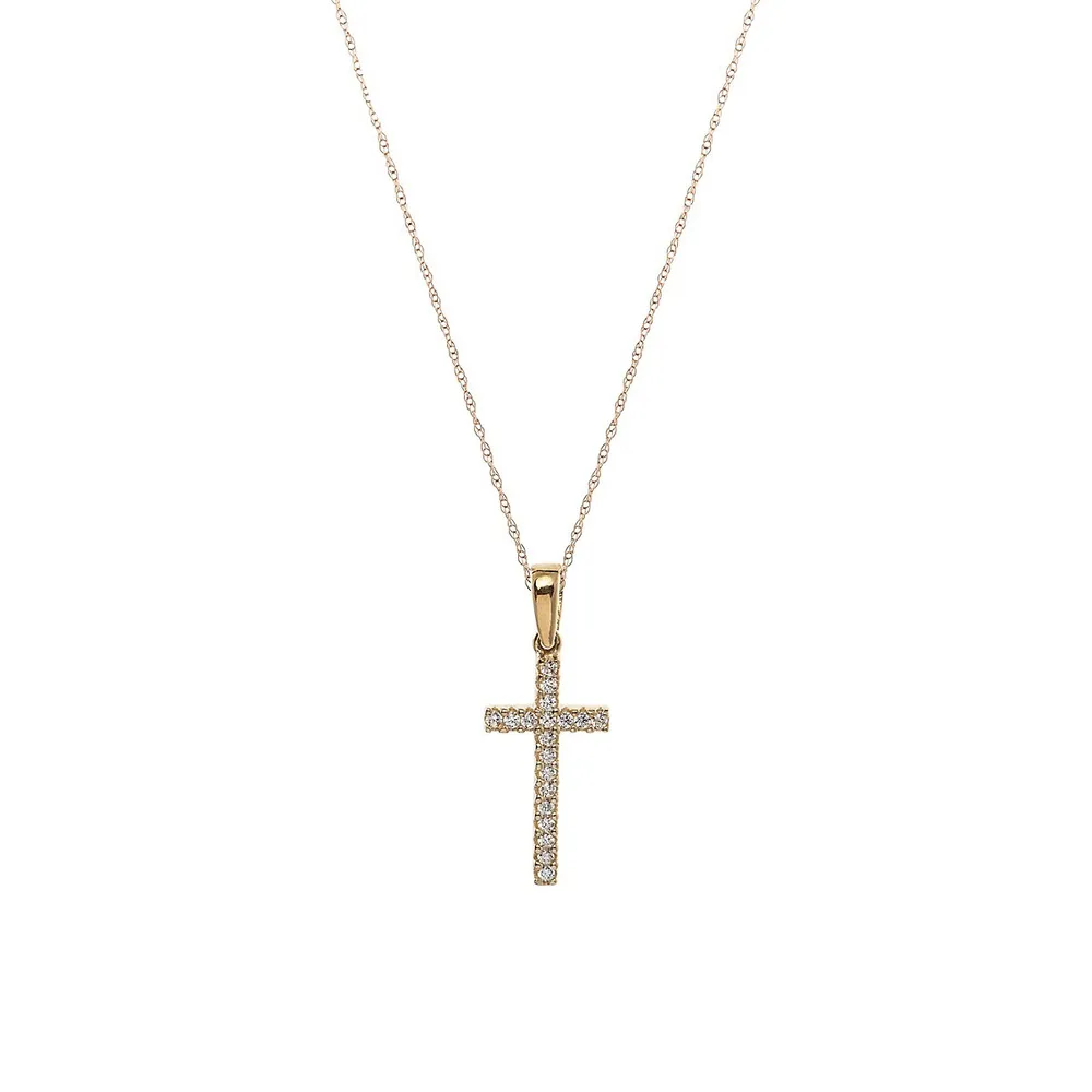 10K Yellow Gold Cross Pendant Necklace