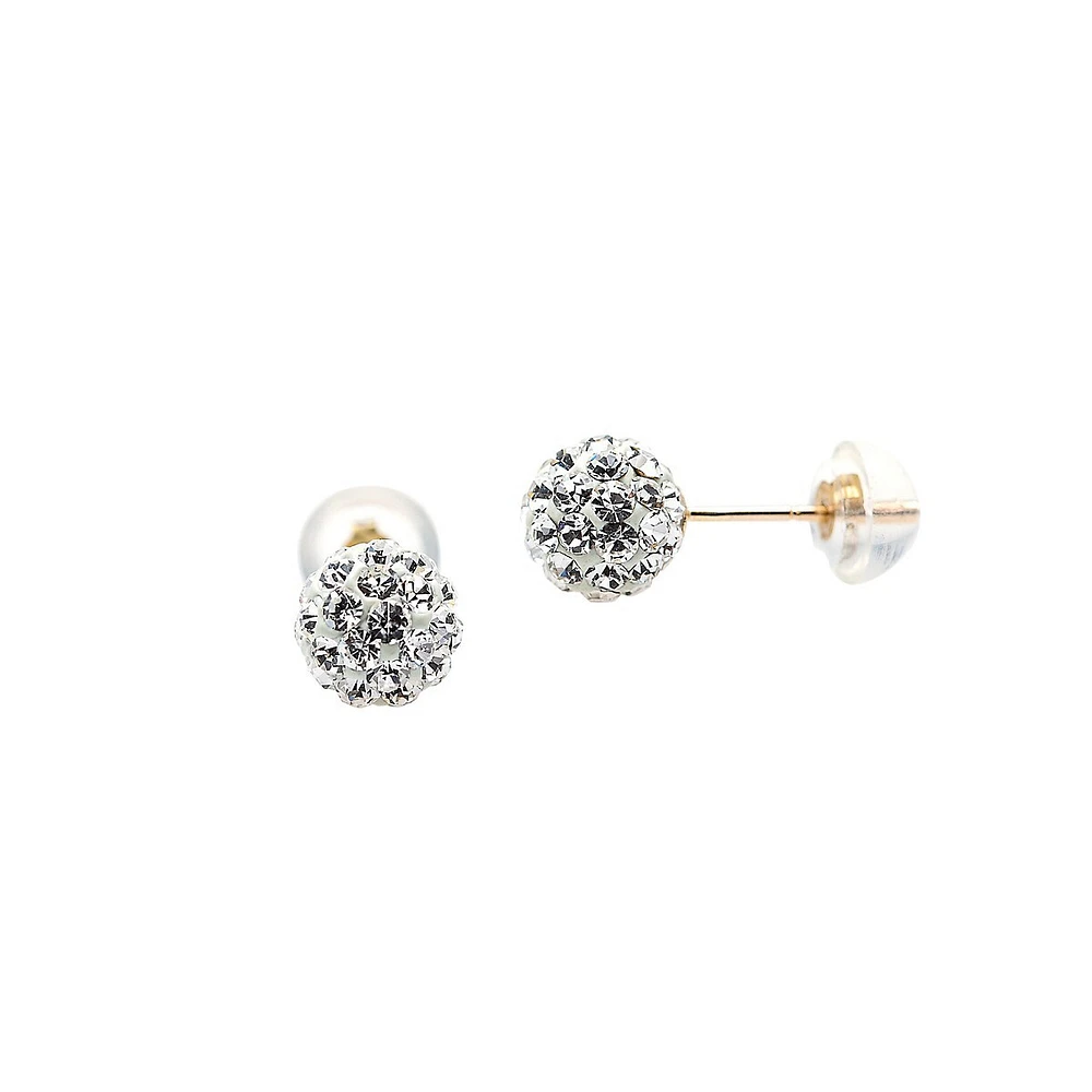 10K Yellow Gold Austrian Crystal Stud Earrings