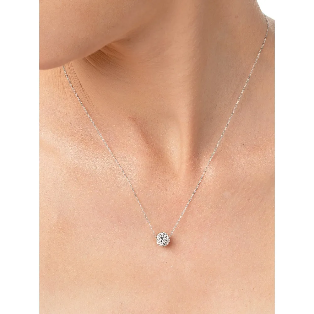 10K White Gold Cubic Zirconia Ball Pendant Necklace