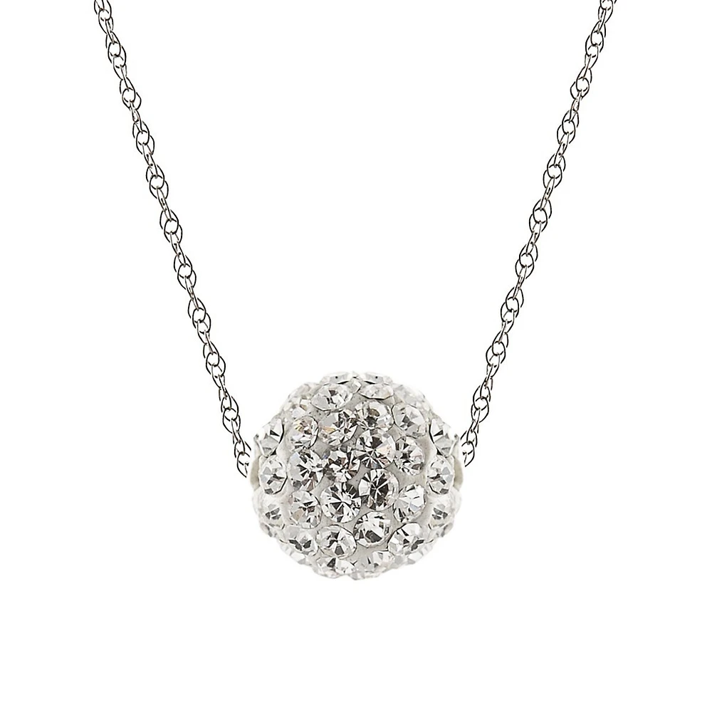 10K White Gold Cubic Zirconia Ball Pendant Necklace