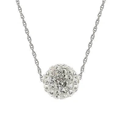 10K White Gold Cubic Zirconia Ball Pendant Necklace