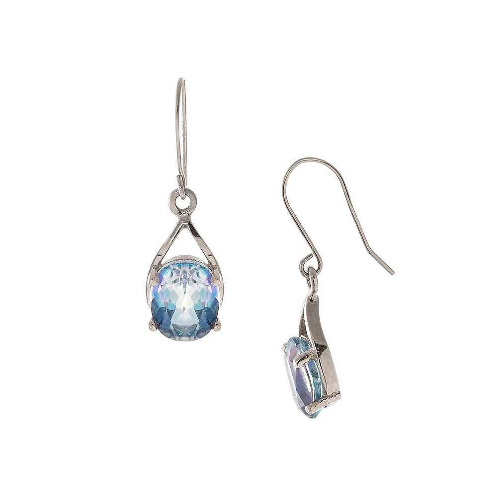 10K White Gold & Ocean Mist Topaz Drop Earrings