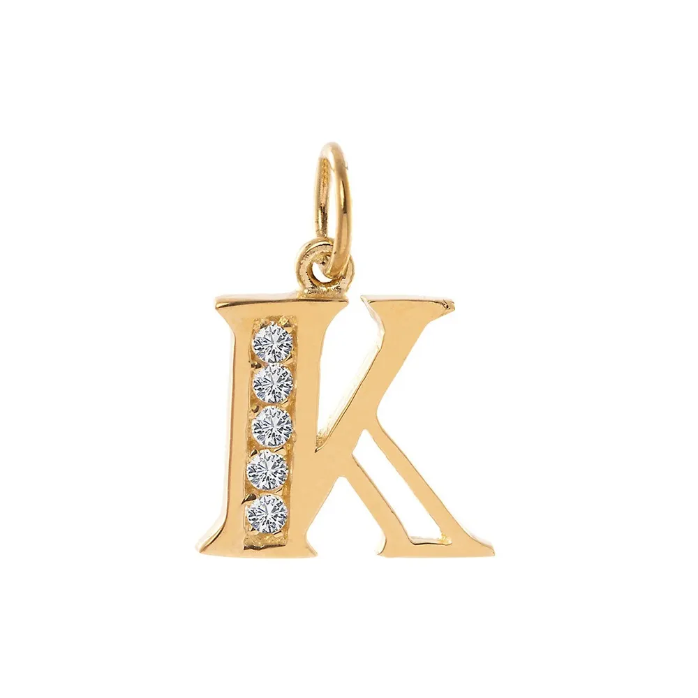 10K Yellow Gold Cubic Zirconia Initial Charm