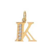 10K Yellow Gold Cubic Zirconia Initial Charm