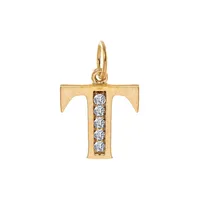 10K Yellow Gold Cubic Zirconia Initial Charm