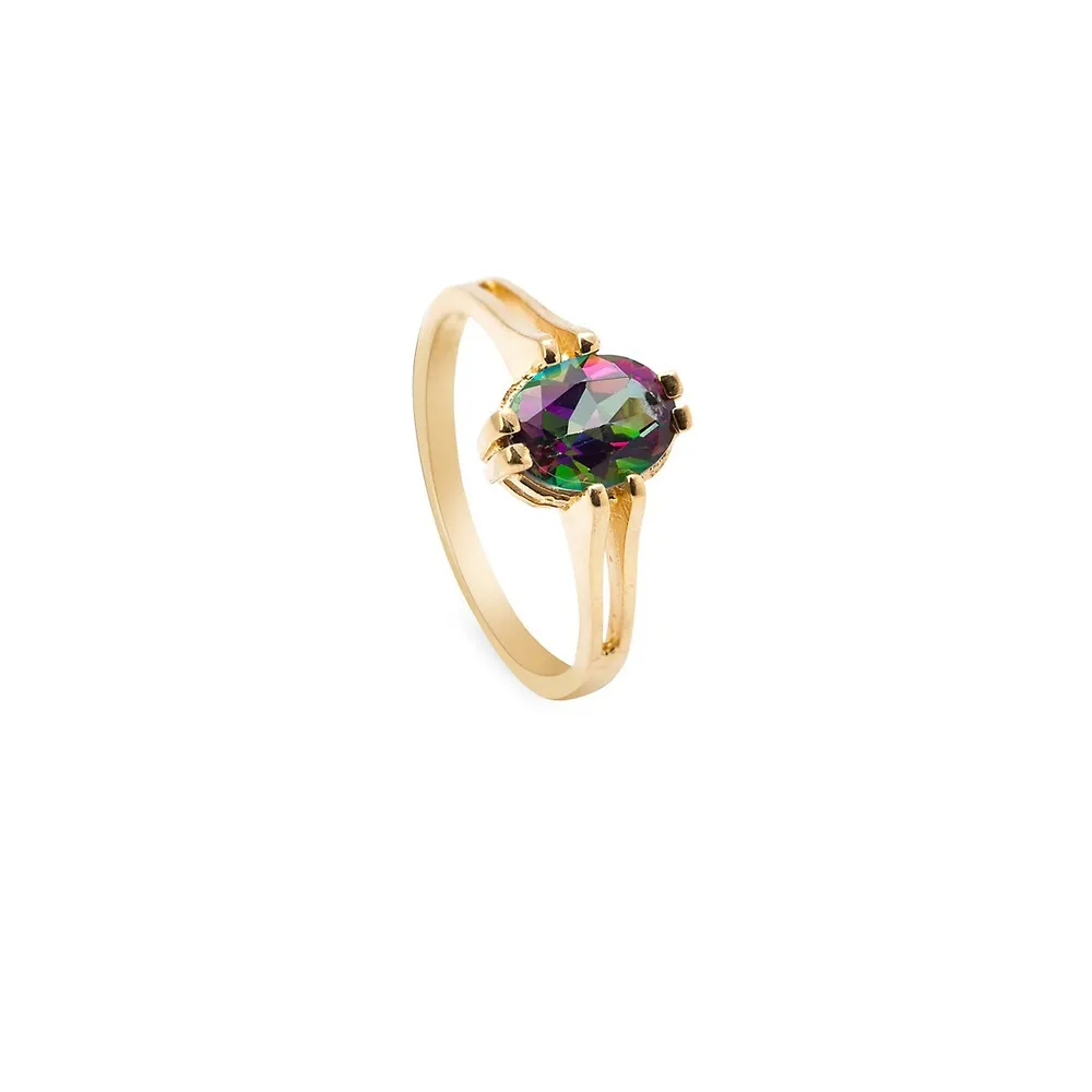 10K Yellow Gold & Mystic Topaz Ring