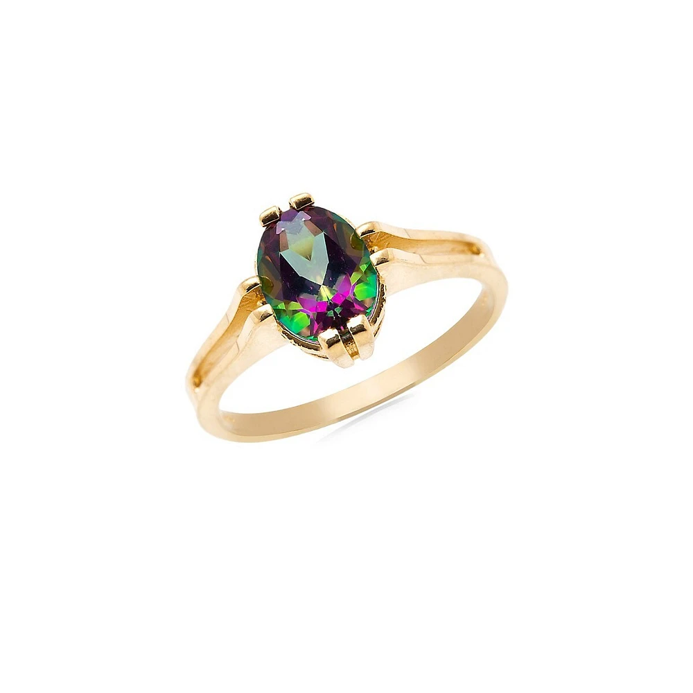 10K Yellow Gold & Mystic Topaz Ring