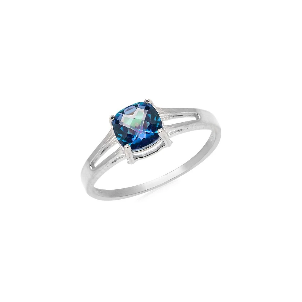 10K White Gold & Ocean Mist Topaz Ring