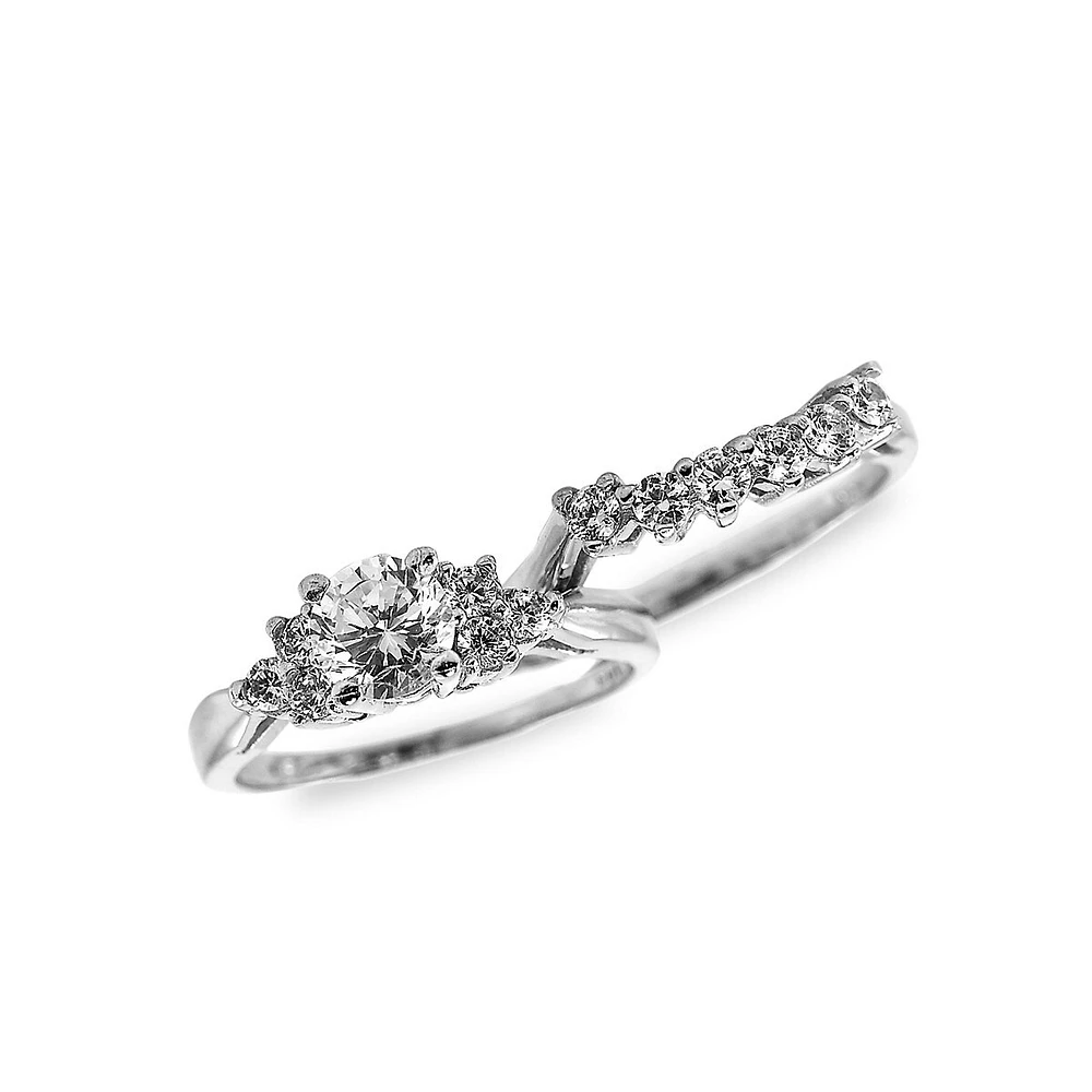 2-Piece 10K White Gold & Cubic Zirconia Ring